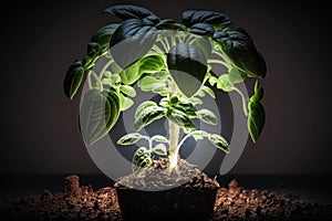 home growing greens plant under lights Generative AI