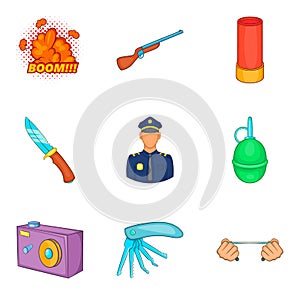 Home guard icons set, cartoon style