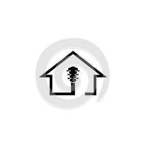 Home guitar logo template vector