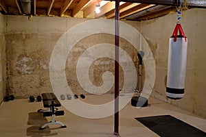 Home Gym in Basement Corner