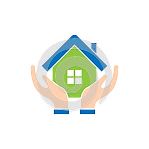 Home with Hand Logo icon vector design illustration. Home with Hand Logo icon design concept for Home, Real Estate, Building,