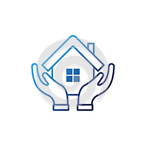 Home with Hand Logo icon vector design illustration. Home with Hand Logo icon design concept for Home, Real Estate, Building,