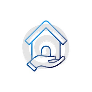 Home with Hand Logo icon vector design illustration. Home with Hand Logo icon design concept for Home, Real Estate, Building,