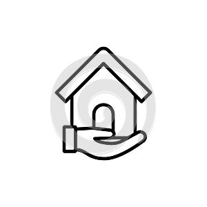 Home with Hand Logo icon vector design illustration. Home with Hand Logo icon design concept for Home, Real Estate, Building,