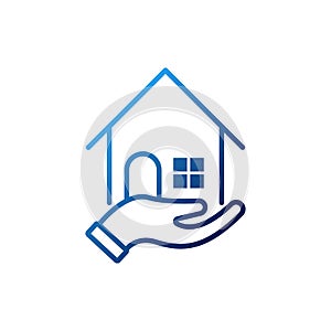 Home with Hand Logo icon vector design illustration. Home with Hand Logo icon design concept for Home, Real Estate, Building,