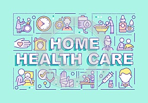 Home health care word concepts turquoise banner