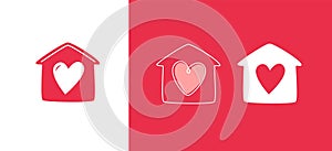 Home with heart logo. Business icon or symbol vector illustration