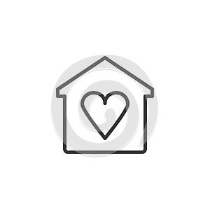Home with heart outline icon