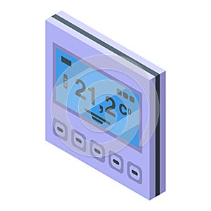 Home heating control icon, isometric style