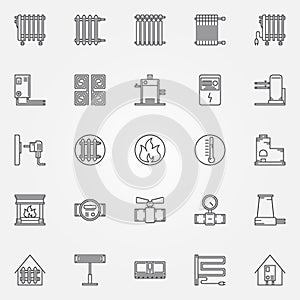 Home heating icons set