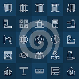 Home heating icons set