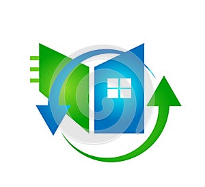 Home house arrow logo icon real estate construction residential symbol vector icon