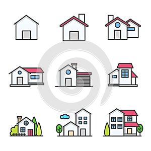 Home and House Building Vector colorful Icons