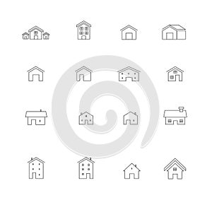 Home and house design icons set illustration