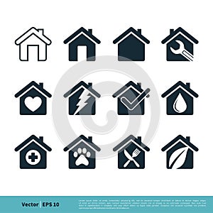 Home/ House Icon Set Vector Logo Template Illustration Design. Vector EPS 10