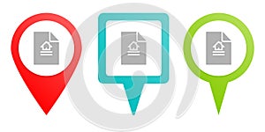 Home, house, insurance, policy. Multicolor pin vector icon, diferent type map and navigation point