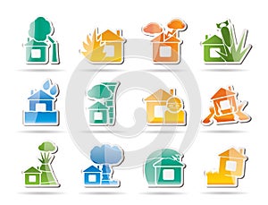 Home and house insurance and risk icons photo