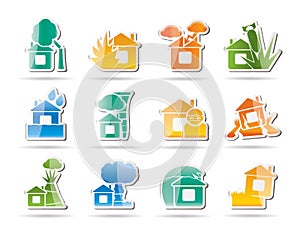 Home and house insurance and risk icons