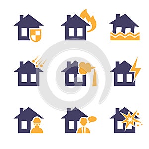 Home and House Insurance Risk Icons