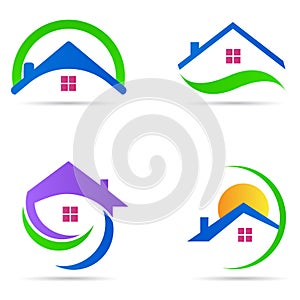 Home house logo real estate construction residential symbol vector icon set