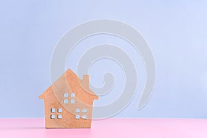 Home or house model in pastel color room background. Investment wealthy freedom life