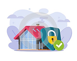 Home house protect insurance shield icon 3d vector or mansion real estate building secure safety graphic illustration, property