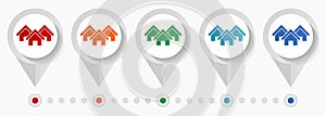 Home, house, real estate concept vector icons, infographic template easy to edit, set of colorful flat design pointers for