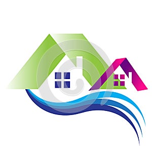 Home, house, real estate, logo, circle building, architecture, home  symbol icon design vector.