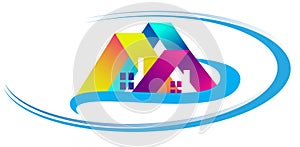 Home, house, real estate, logo, circle building, architecture, home  symbol icon design vector.