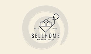 home or house or real estate marketing sale line logo symbol icon vector graphic design illustration