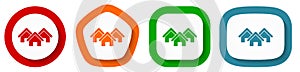 Home, house, real estate vector icon set, flat design buttons on white background