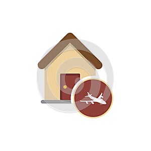 Illustration of a house icon with a plane