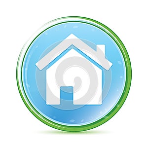 Home icon natural aqua cyan blue round button