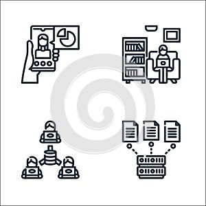 Home icon pack line icons. linear set. quality vector line set such as file upload, database, working