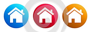 Home icon premium trendy round button set