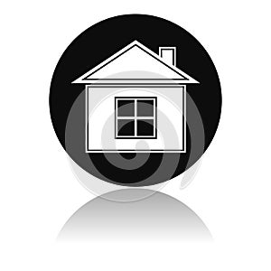 Home icon. Round black icon of a resedential house photo