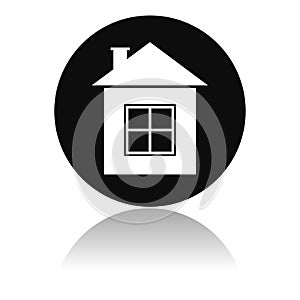 Home icon. Round black icon of a resedential house photo