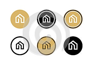 Home icon set, collection of house logo, circle shape symbol - Vector
