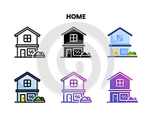 Home icon set with different styles.