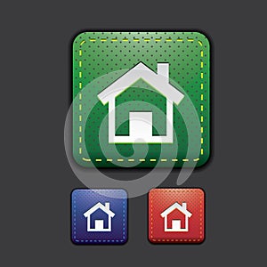 Home icon set - green, red, blue