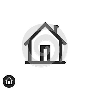 Home icon vector isolated, line outline art black and white house shape pictogram or silhouette symbol modern design