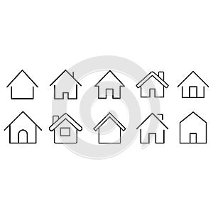 Home icon vector set. House illustration sign collection. Cottage symbol. Hut logo.