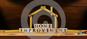 Home Improvement Concept - Folding ruler in the Shape of House