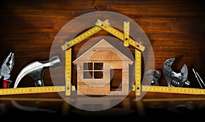 Home Improvement concept - House and work tools