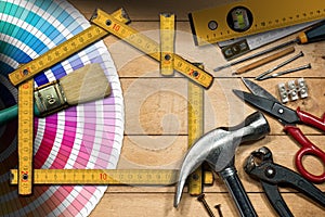 Home Improvement Concept - Work Tools and House