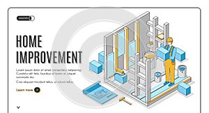 Home improvement isometric landing page banner