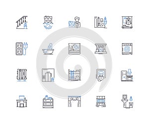 Home improvement line icons collection. Renovation, Refurbishment, Revamp, Rejuvenation, Upgrade, Remodel, Redesign