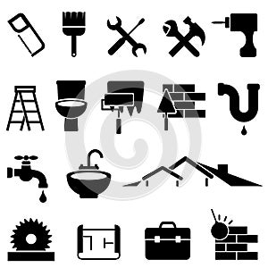 Home improvement and renovation icon set