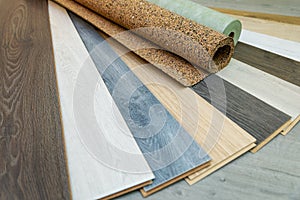 Home improvement - laminate flooring samples and underlay