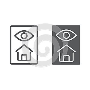 Home inspection line and glyph icon, real estate